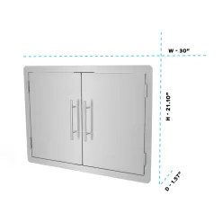 AdirHome Stainless Steel Rust-Resistant Single Face BBQ Grill Double Access Door Panel, 30 Inches