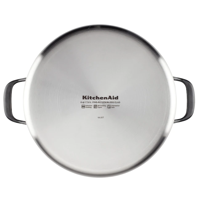 KitchenAid 8 Quart Stainless Steel 5-Ply Clad Stockpot with Lid - Image 6