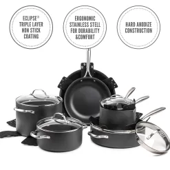 Thyme & Table Non-Stick 15-Piece Cookware Set Hard Anodized Aluminum