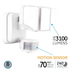 Alternative view of Enbrighten  240-Degree 3100-Lumen White Hardwired LED Outdoor Motion-Activated Flood Light with Timer