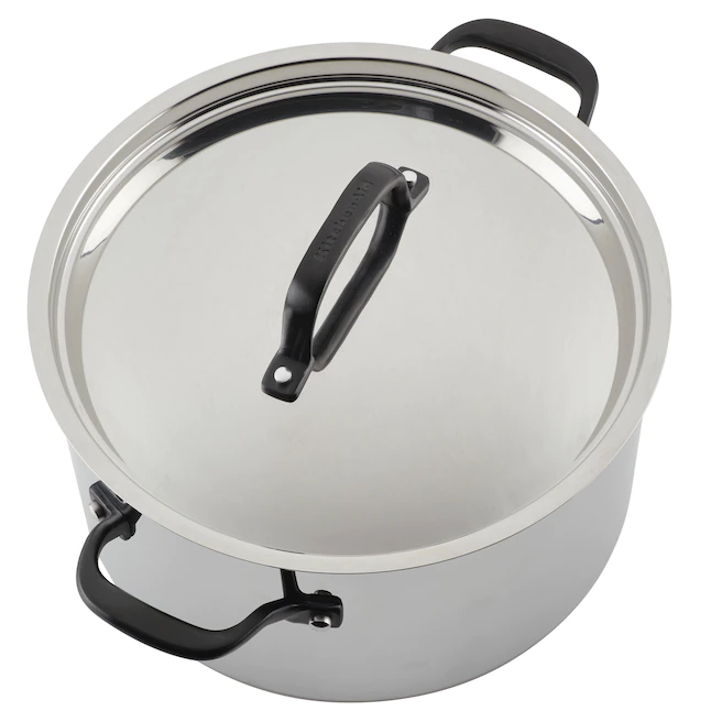 KitchenAid 8 Quart Stainless Steel 5-Ply Clad Stockpot with Lid - Image 7