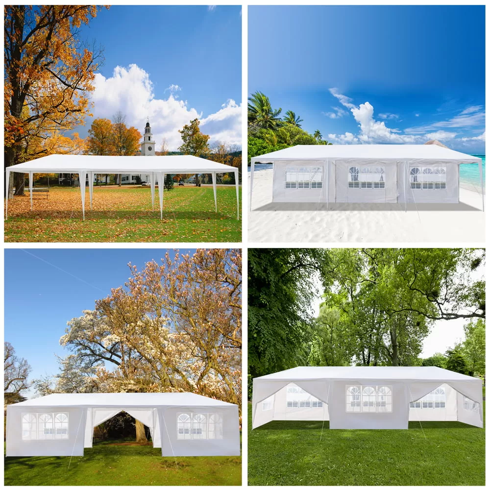 Resenkos 10' x 30' Outdoor White Waterproof Gazebo Canopy Tent with Removable Sidewalls and Windows Heavy Duty Tent (10' x 30' with 8 Sidewalls)