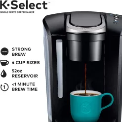 Alternative view of Keurig K-Select Coffee Maker, Single Serve K-Cup Pod Coffee Brewer, With Strength Control and Hot Water On Demand, Matte Black