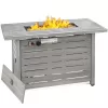Best Choice Products 42in Fire Pit Table 50,000 BTU Rectangular Steel Propane Gas w/ Cover, Glass Beads - Gray