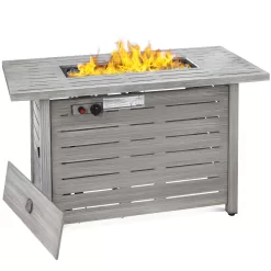 Best Choice Products 42in Fire Pit Table 50,000 BTU Rectangular Steel Propane Gas w/ Cover, Glass Beads - Gray