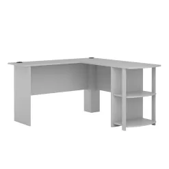 Ameriwood Home Dominic L Desk with Bookshelves, Dove Gray