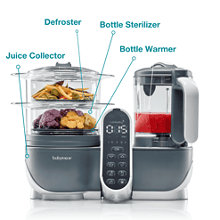 Babymoov Duo Meal Station | 6 in 1 Food Processor With Steam Cooker, Multi-Speed Blender, Baby Purees, Warmer, Defroster, Sterilizer, Grey