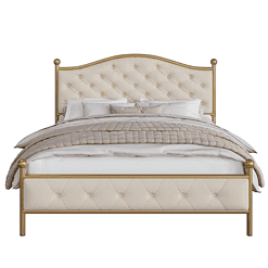 Homfa King Size Bed Frame, Metal Tubular Platform Bed - Beige - King