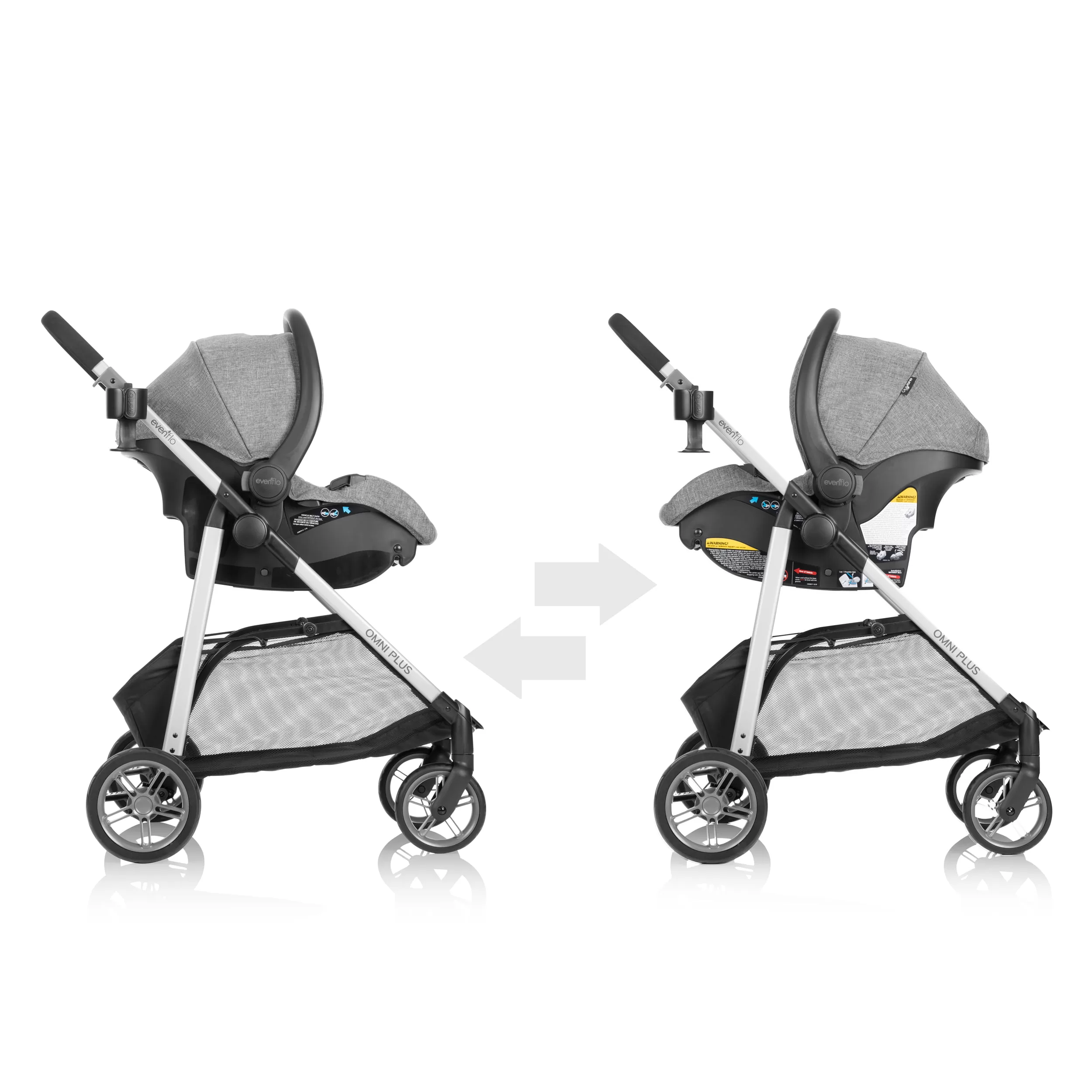 Evenflo Omni Plus Modular Travel System with LiteMax Sport Rear-Facing Infant  Car Seat, Mylar Gray - MartDiscover.com