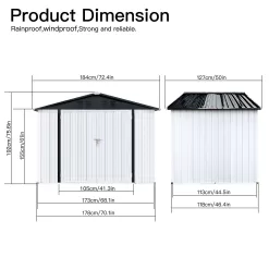 6' x 4' Outdoor Metal Storage Shed, Galvanized Steel Garden Shed with Lockable Doors, Outdoor Storage Shed