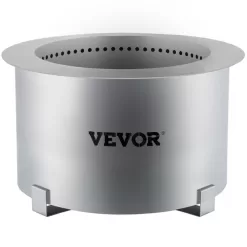 VEVOR Smokeless Fire Pit, Large 22 inch Diameter Wood Burning Fire Pit, Portable Smokeless Fire Bowl for Picnic Camping Backyard Silver