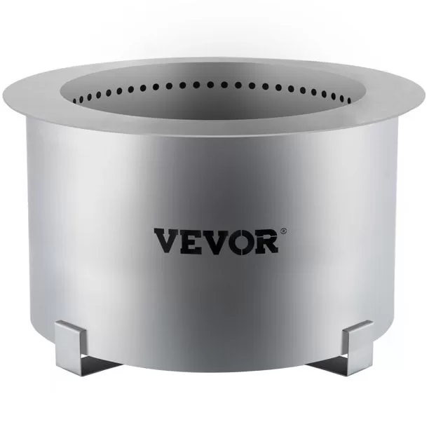 VEVOR Smokeless Fire Pit, Large 22 inch Diameter Wood Burning Fire Pit, Portable Smokeless Fire Bowl for Picnic Camping Backyard Silver