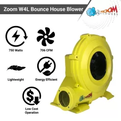 Zoom 1 HP Inflatable Bounce House Blower Air Pump Fan, W4L 750 Watt
