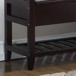 Roundhill Furniture Vannes Storage & Upholstered Bench, Espresso