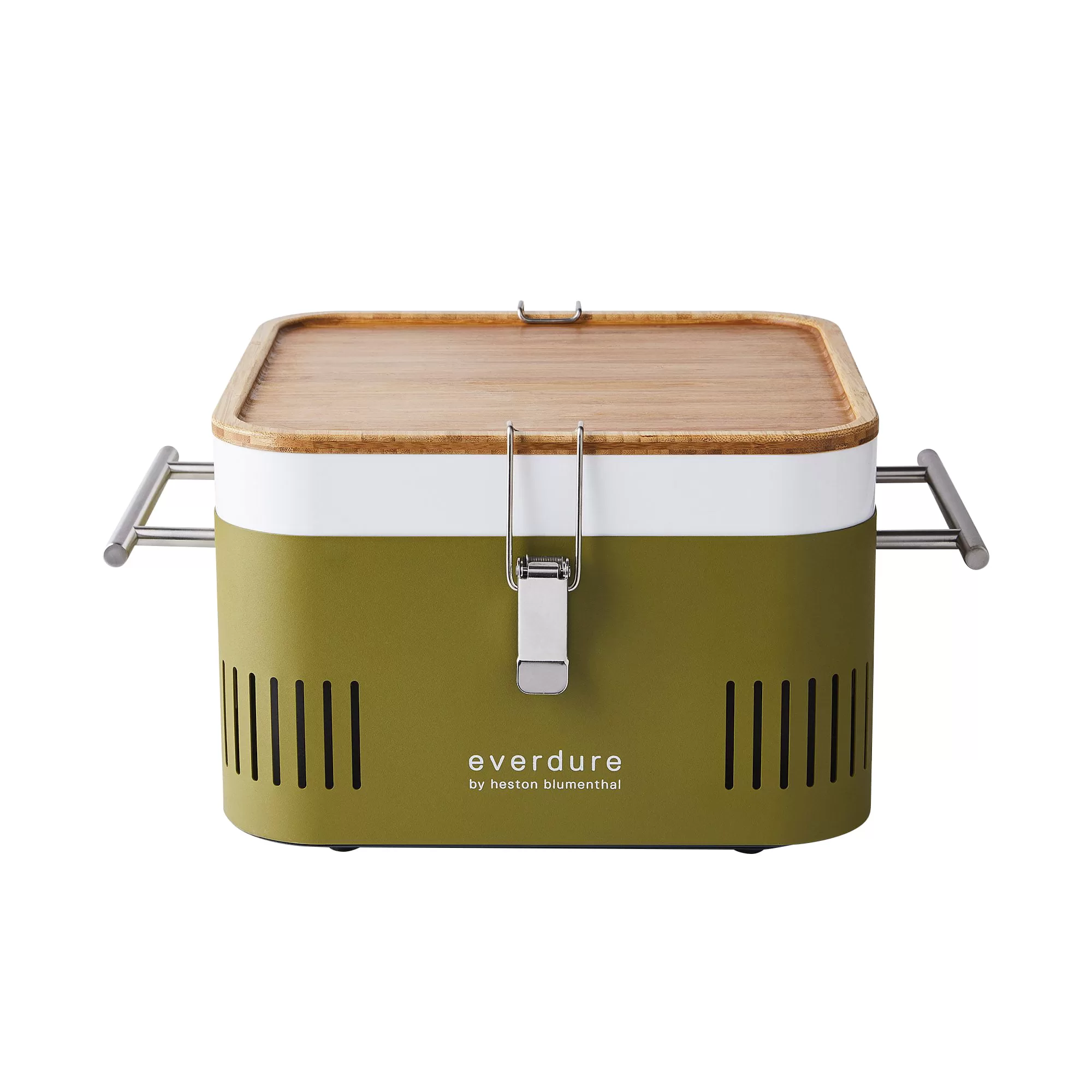 Everdure CUBE Charcoal Grill with Cool Touch Handles, Storage Container & Bamboo Serving Board