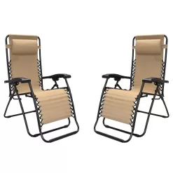 Caravan Global 2 Pack Steel Zero-Gravity Chair - Beige