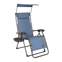 Bliss Hammocks 26" Wide Base Model Zero Gravity Chair w/ Canopy, Deck, Patio Adjustable Lounge Chair, 300lbs., Denim Blue