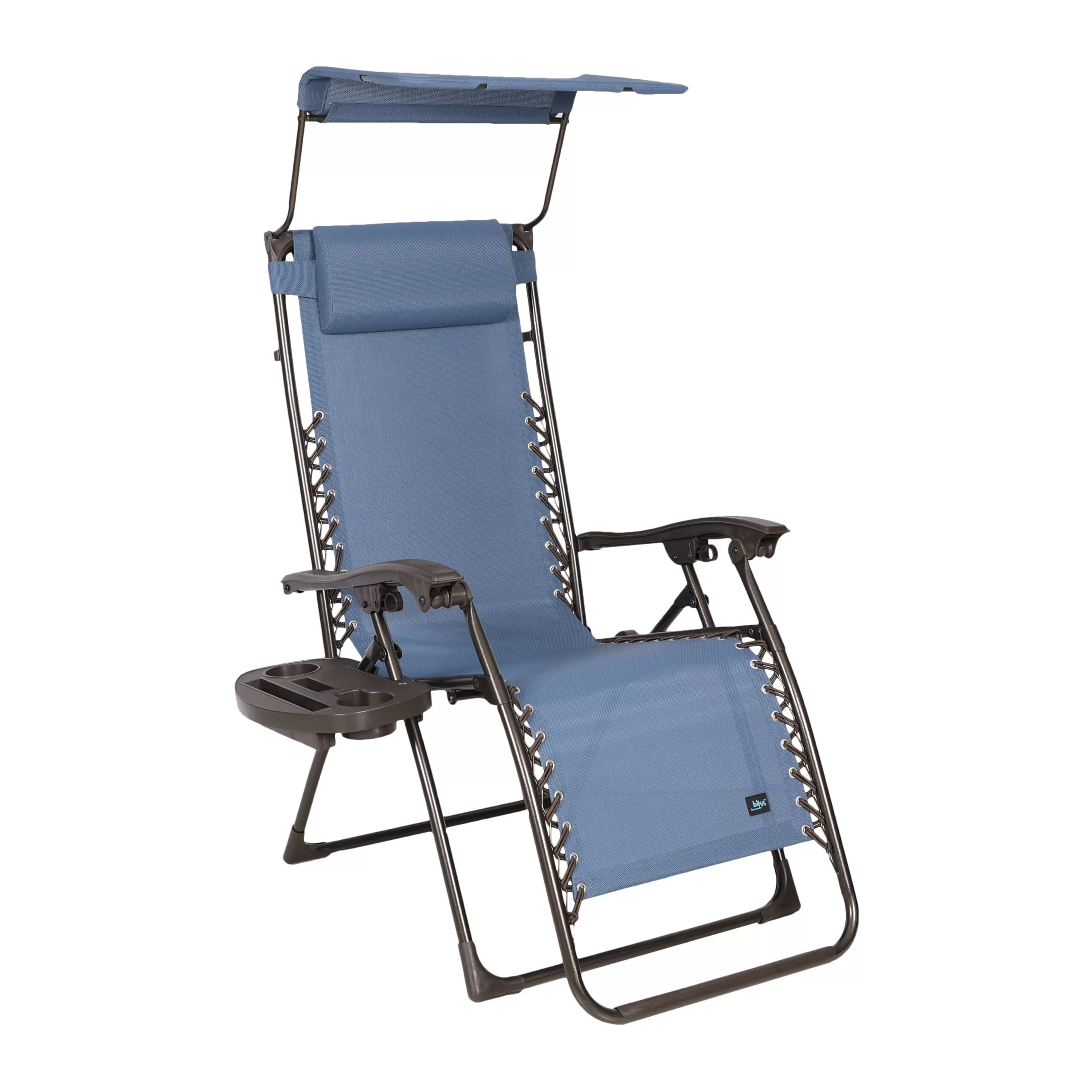 Bliss Hammocks 26" Wide Base Model Zero Gravity Chair w/ Canopy, Deck, Patio Adjustable Lounge Chair, 300lbs., Denim Blue