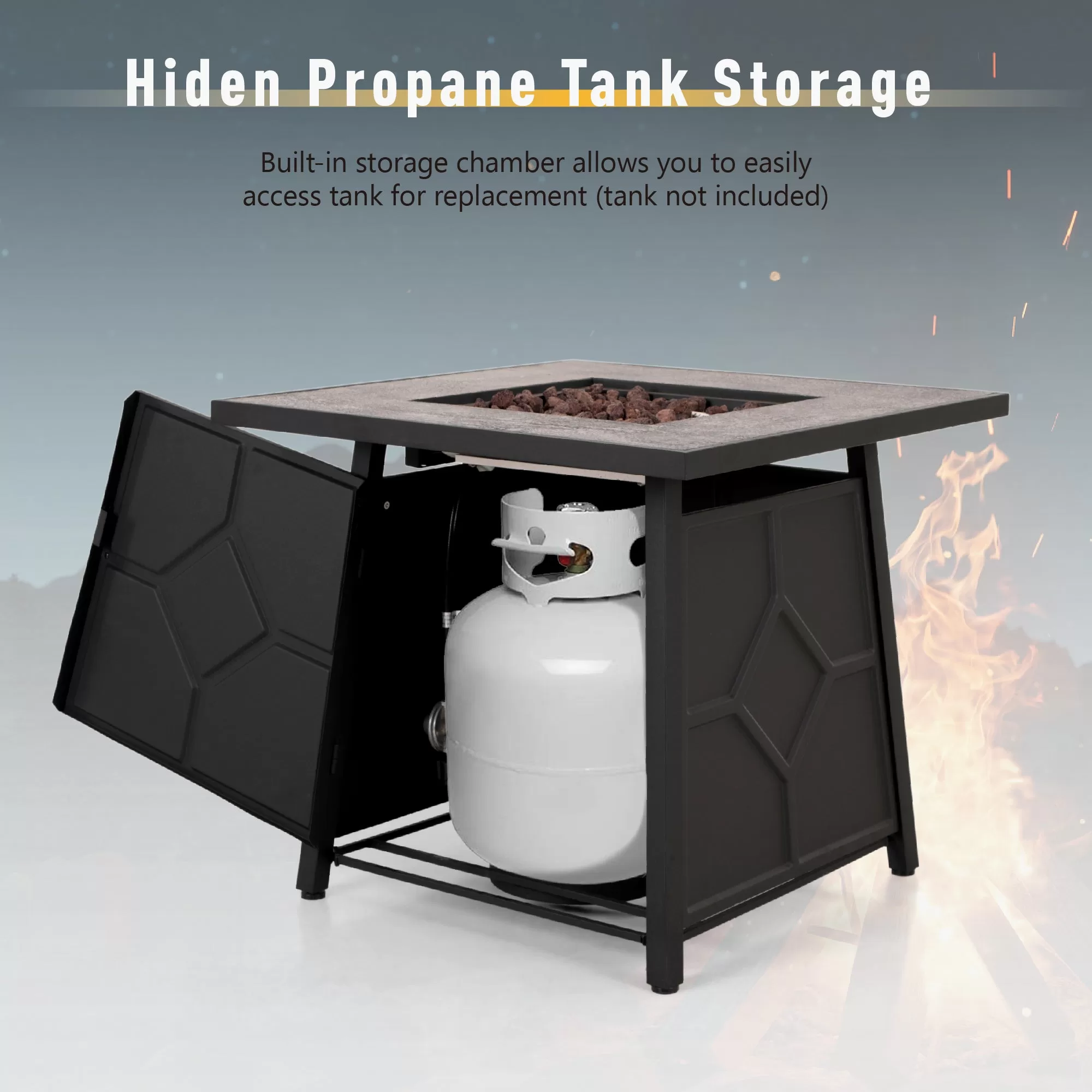 Sophia & William 28" Square Patio Gas Fire Pit Table CSA Certificated 40000 BTU