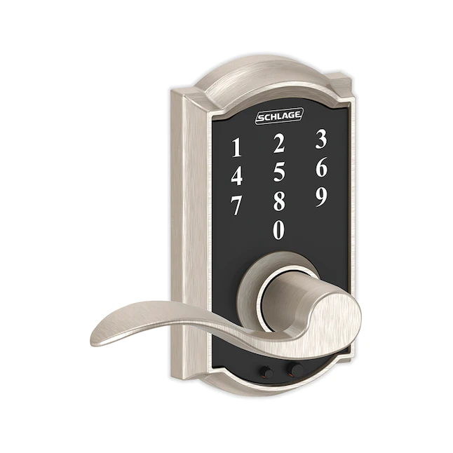 Schlage Touch Camelot Satin Nickel Electronic Lock Handle Lighted Keypad Touchscreen - Image 2