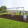 Sportspower Outdoor Super 8 Fun Metal Swing Set with 6ft Heavy Duty Slide, Saucer Swing, and Rocking Horse