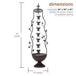 Alpine Corporation Outdoor Hanging 7-Cup Tiered Floor Fountain