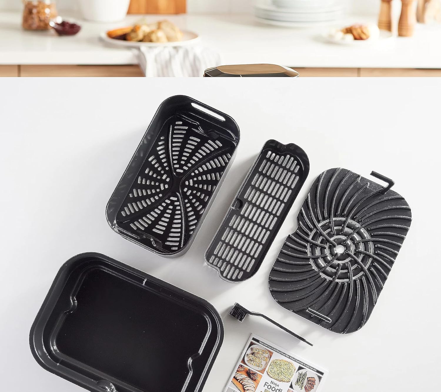 Ninja FG551 Foodi Smart XL 6-in-1 Indoor Grill with Air Fry, Roast, Bake, Broil & Dehydrate, Smart Thermometer, Black/Silver - Image 2
