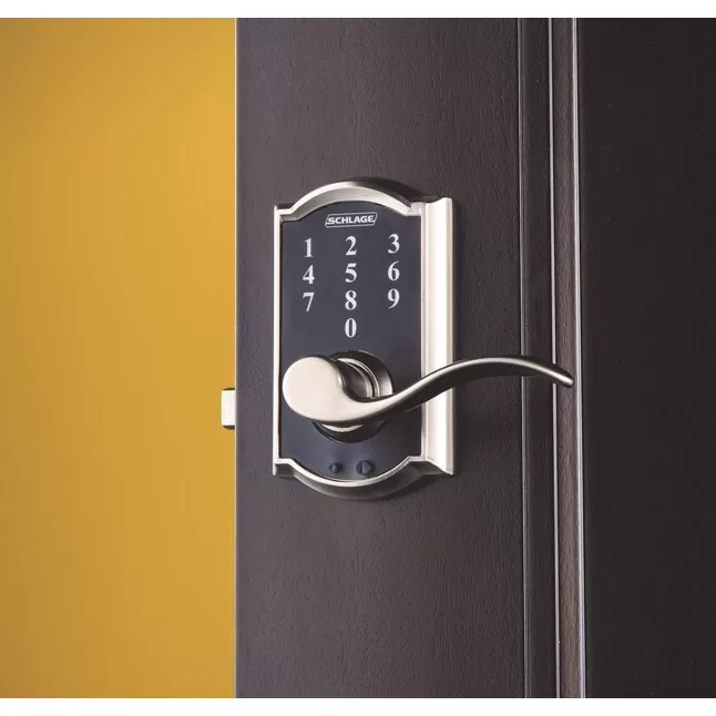 Schlage Touch Camelot Satin Nickel Electronic Lock Handle Lighted Keypad Touchscreen - Image 3