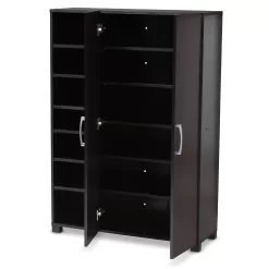 Baxton Studio 2 Door Entryway Shoe Storage Cabinet with Open Shelves.