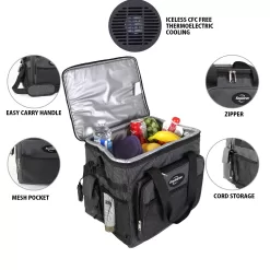 Koolatron Thermoelectric Iceless Electric Cooler Bag, 12Volt 26 qt (25 L) Black Gray