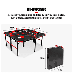 Hyper Pong 4 Way Table Tennis Table, Folding 4 Player 9mm thick Ping Pong Table for Game Rooms and Basements