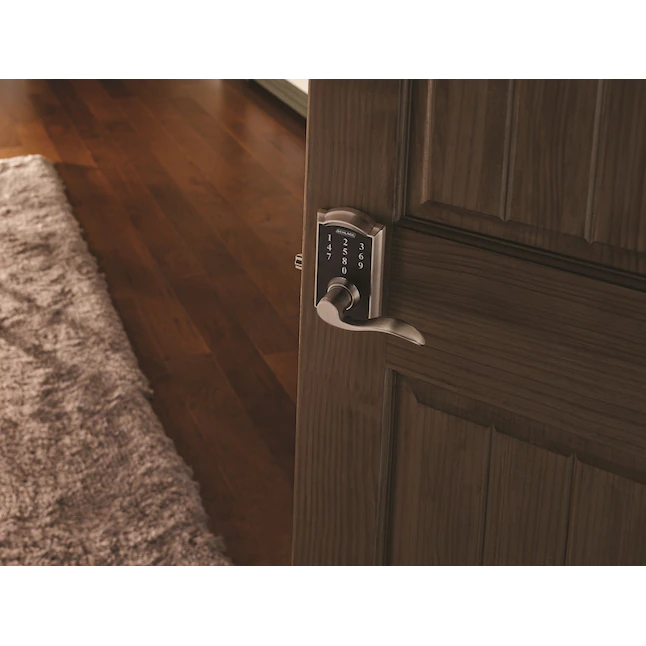 Schlage Touch Camelot Satin Nickel Electronic Lock Handle Lighted Keypad Touchscreen - Image 5