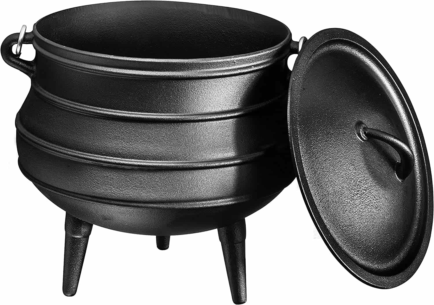 Bruntmor | Cast Iron Pre-Seasoned Potjie African Pot With Lid 10 Quarts Size