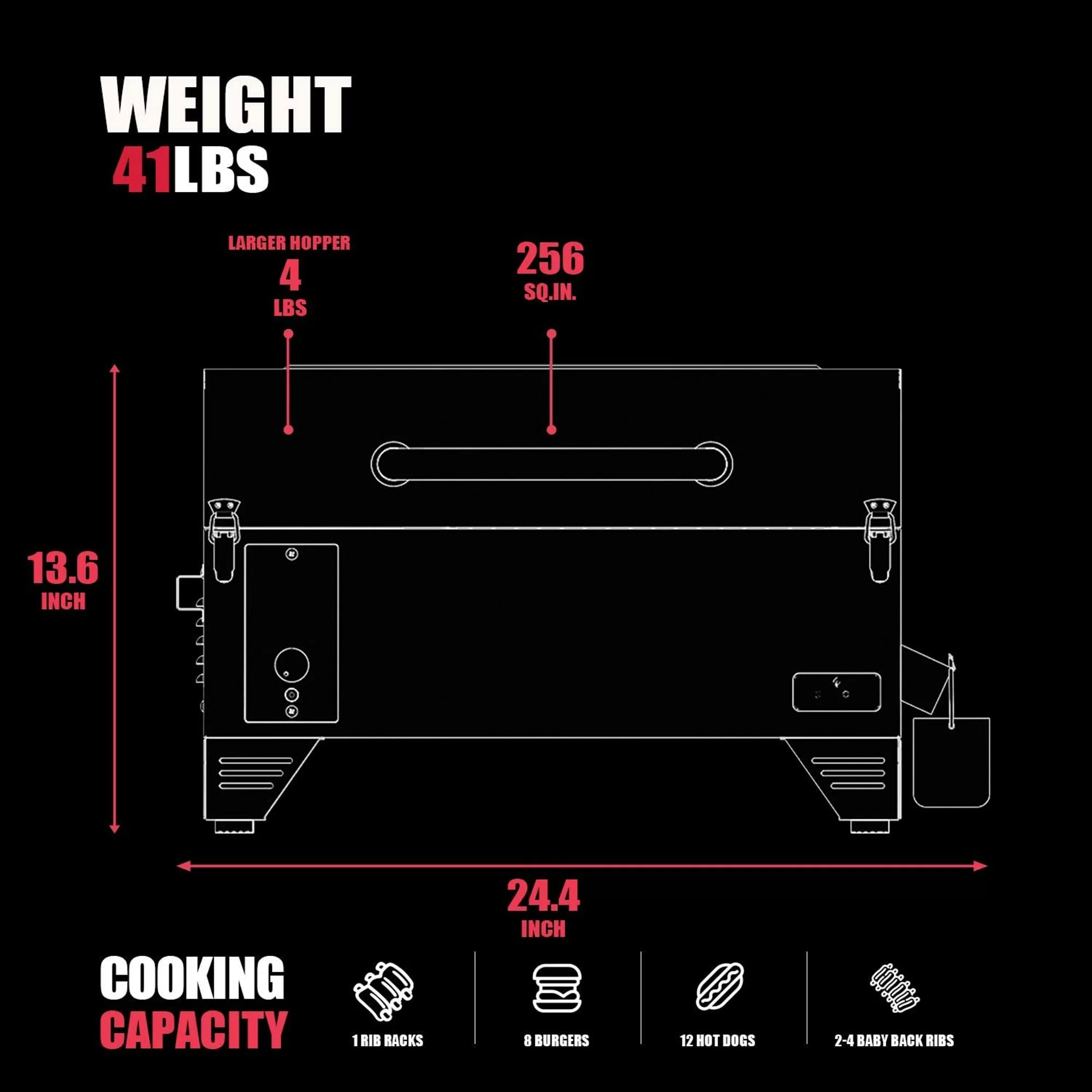 ASMOKE AS300 256-sg. in. Portable Wood Pellet BBQ Grill And Smoker Tahoe Blue