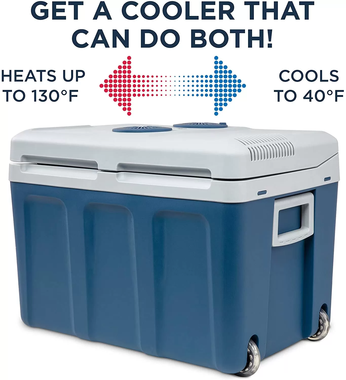 Ivation Electric Portable 45 L Cooler & Warmer W/ Wheels & Handle, for Travels