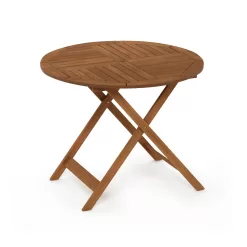 Furinno Tioman Outdoor Hardwood Sunlight Folding Table with Umbrella Hole