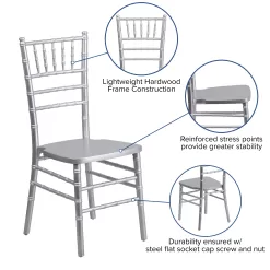 BizChair Silver Wood Chiavari Chair
