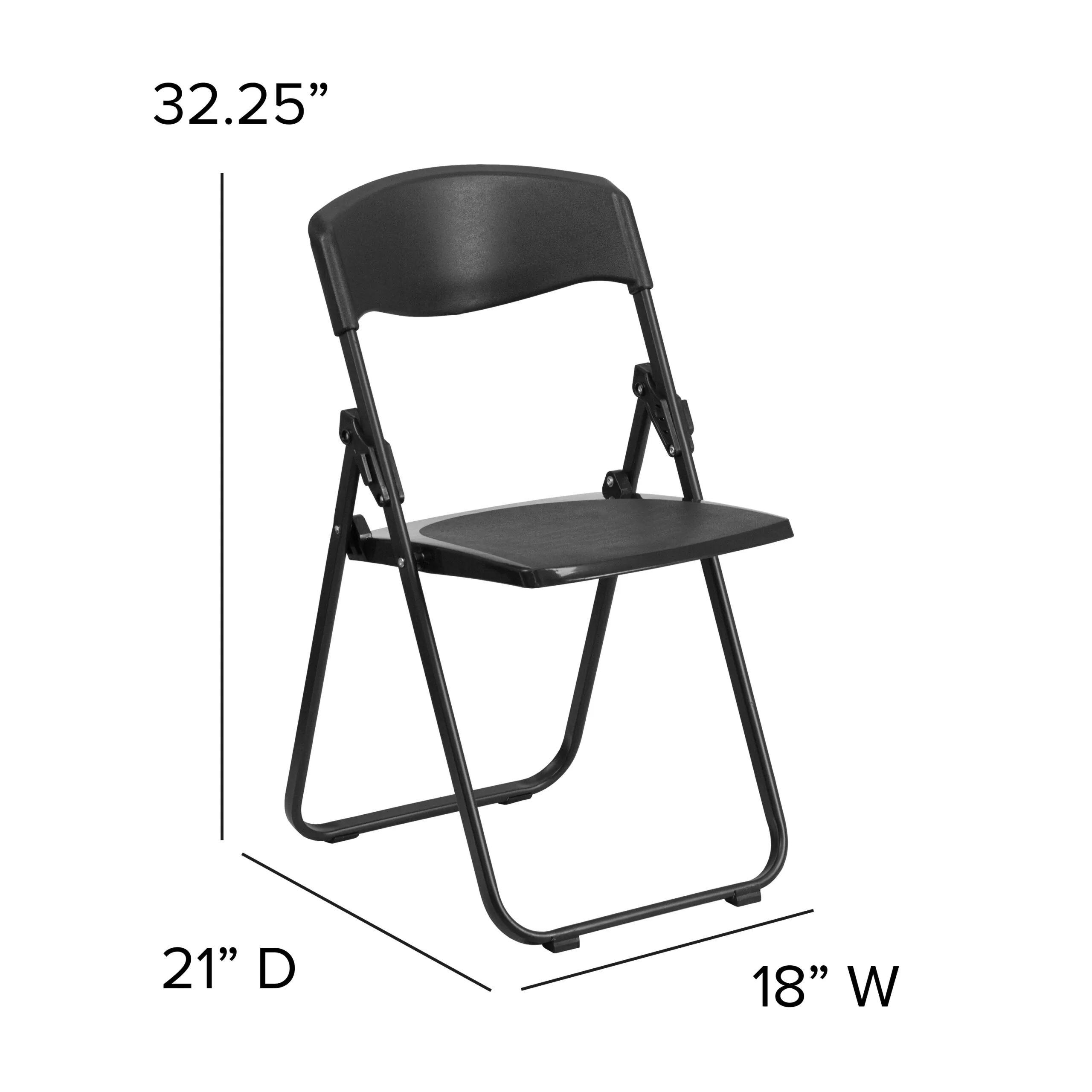 Flash Furniture 6 Pack HERCULES Series 500 lb. Capacity Heavy Duty Black Plastic Folding Chair with Built-in Ganging Brackets