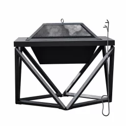 Teamson Home Outdoor 24 in. Wood Burning Fire Pit with Tabletop and Decorative Base, Black