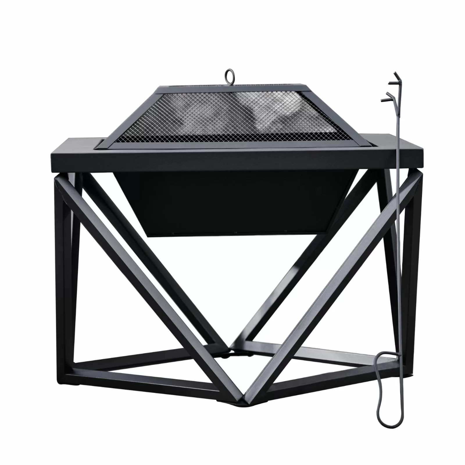 Teamson Home Outdoor 24 in. Wood Burning Fire Pit with Tabletop and Decorative Base, Black