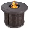 Best Choice Products 32in Round Gas Fire Pit Table, 50,000 BTU Outdoor Wicker Patio Propane Firepit w/ Cover - Brown