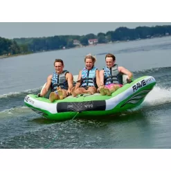 RAVE Sports Inflatable Wake Hawk Towable Boating Water Tube Raft, Green