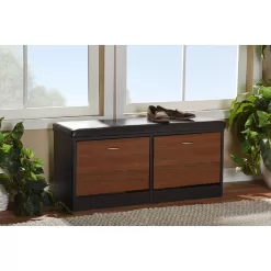 Baxton Studio Foley Entryway Cushioned Bench Shoe Rack Cabinet Organizer