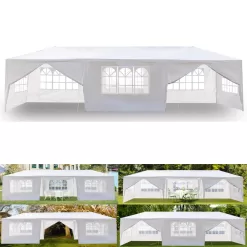 Resenkos 10' x 30' Outdoor White Waterproof Gazebo Canopy Tent with Removable Sidewalls and Windows Heavy Duty Tent (10' x 30' with 8 Sidewalls)