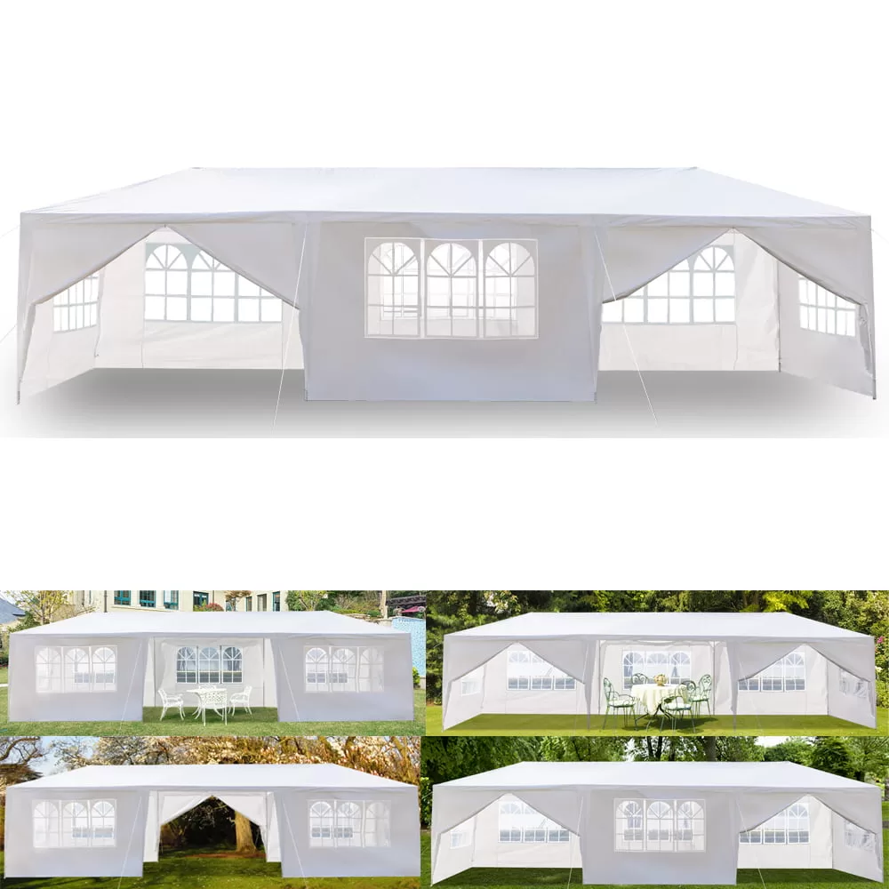 Resenkos 10' x 30' Outdoor White Waterproof Gazebo Canopy Tent with Removable Sidewalls and Windows Heavy Duty Tent (10' x 30' with 8 Sidewalls)