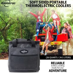 Koolatron Thermoelectric Iceless Electric Cooler Bag, 12Volt 26 qt (25 L) Black Gray