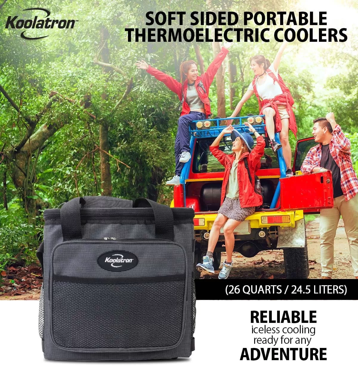 Koolatron Thermoelectric Iceless Electric Cooler Bag, 12Volt 26 qt (25 L) Black Gray