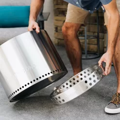 Solo Stove Bonfire 2.0 with Stand, Smokeless Fire Pit | Wood Burning Fireplaces w/ Removable Ash Pan, Stainless Steel, H: 16.75 in x Dia: 19.5 in, 25.1 lbs