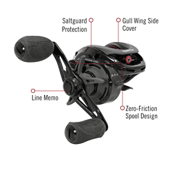 Quantum Smoke Baitcast Fishing Reel, Size 100 Reel, Right-Hand Retrieve, Large EVA Handle Knobs and Continuous Anti-Reverse Clutch, 10+1 Bearings, 5.1:1 Gear Ratio, Black