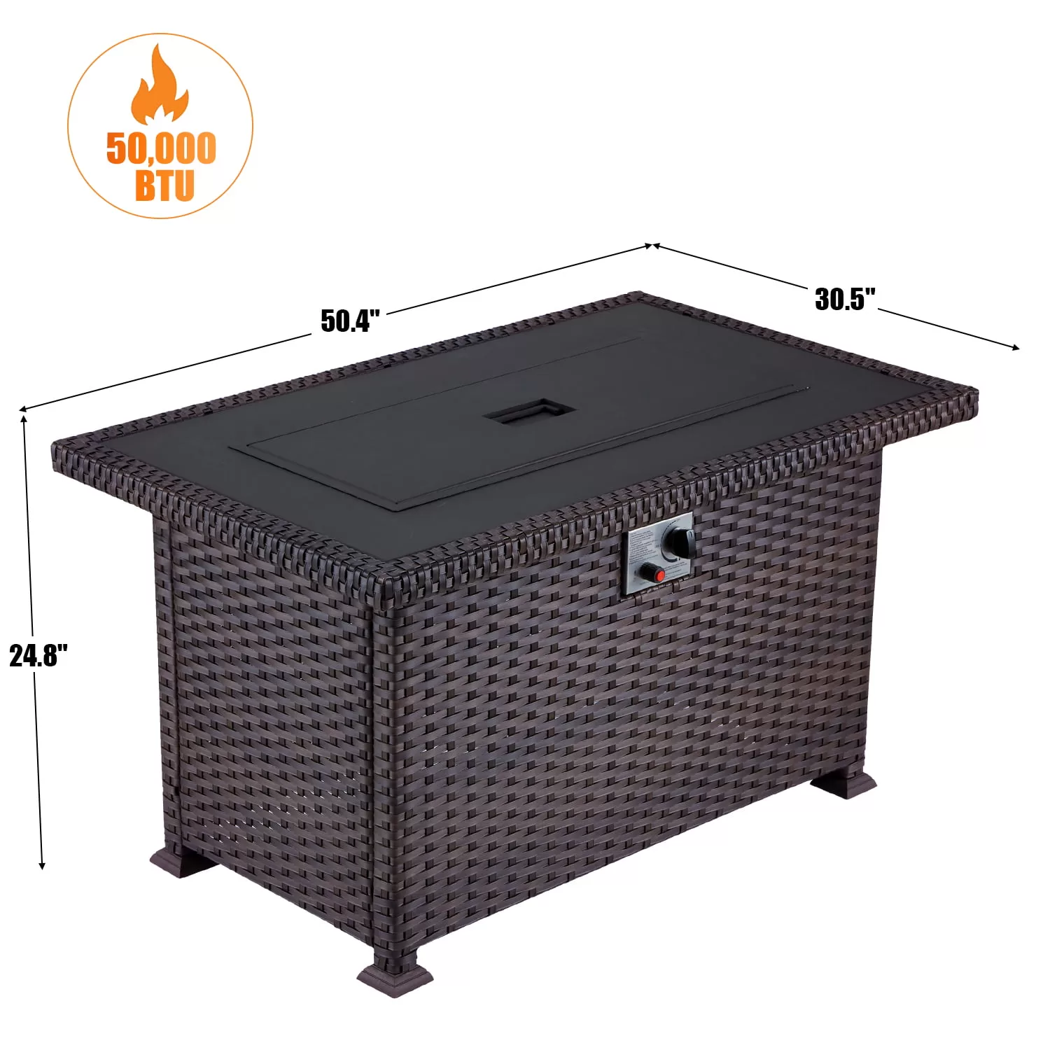 Erommy 50.5" x 30.5" 50000 BTU Propane Fire Pit Table